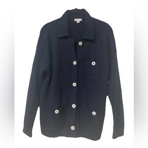 NWOT J.Jill Cardigan Navy Blue long chunky knit cardigan Size MP